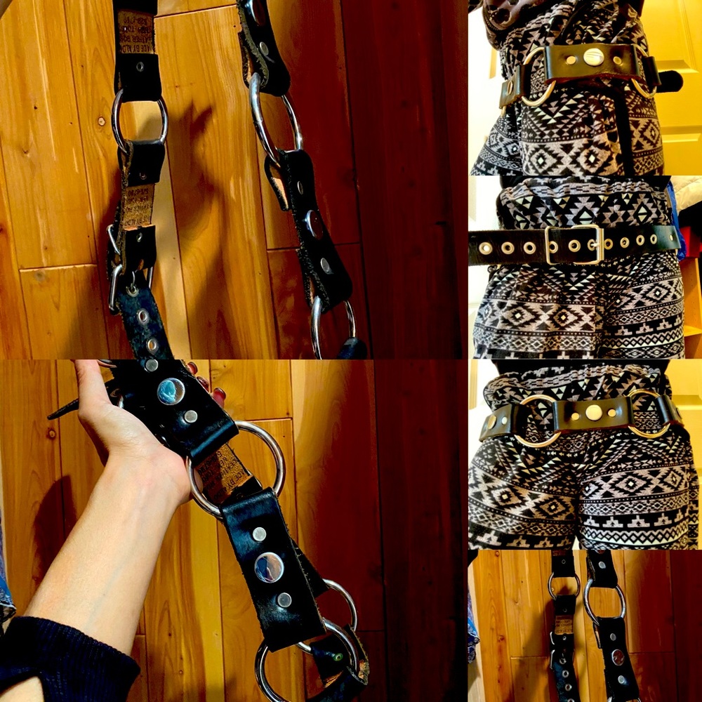 Handmade heavy duty large silver loop leather belt